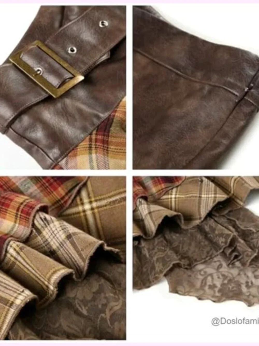 Plaid Mini Skirt Asymmetrical Flare Punk Grunge Vintage Y2K Style - Picture 5 of 7